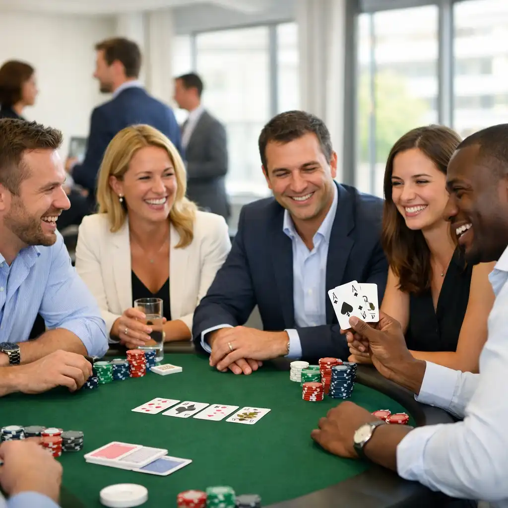 Équipe d'entreprise réunie autour d'une table de poker Localorizon