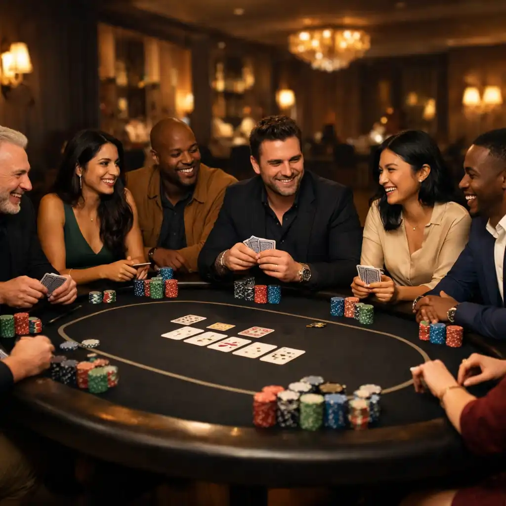 Table de poker élégante lors d'une soirée conviviale Localorizon