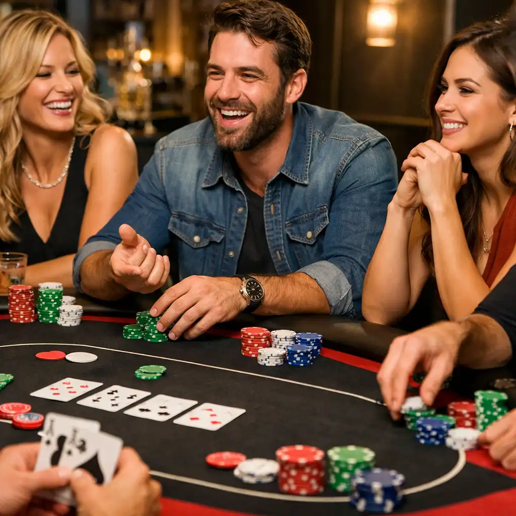 Ambiance feutrée autour d'une table de poker Localorizon