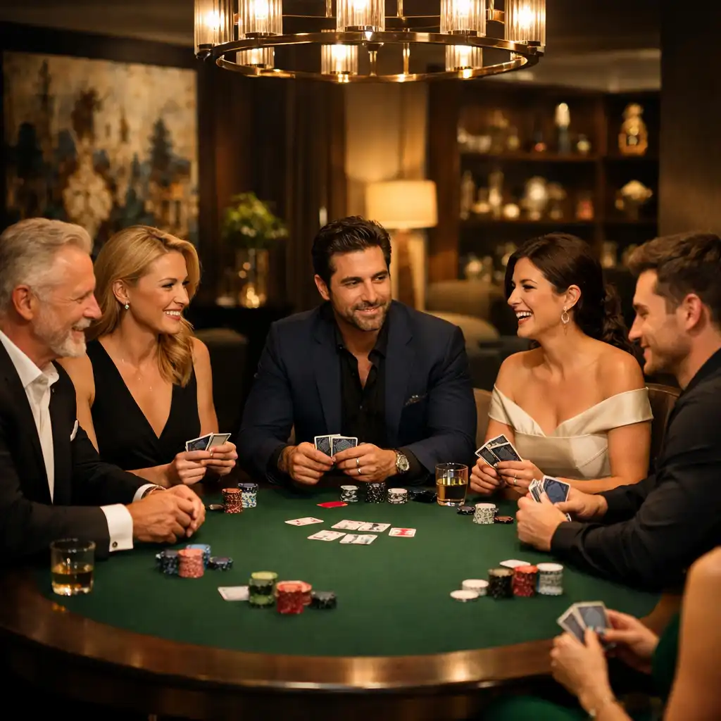 Soirée poker VIP raffinée avec ambiance feutrée