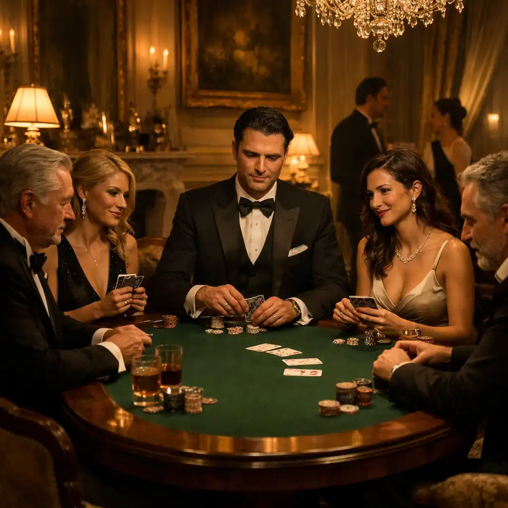 Soirée VIP Localorizon dans un salon élégant avec table de poker